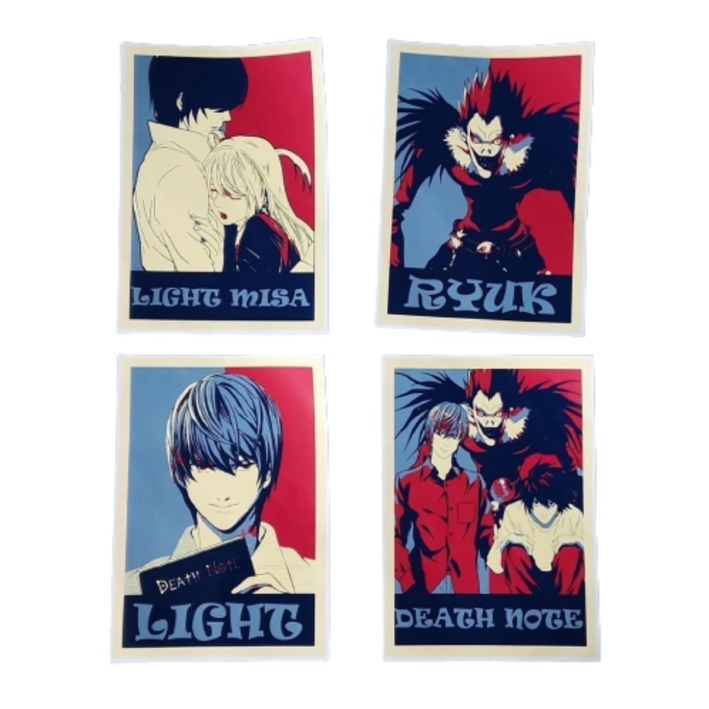 4 Japanese Manga Series Anime Posters, Death Note, 4 posters incl, 8.5 X 11.75